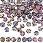 80Pcs Round Glitter Leopard Pattern Resin Cabochons Flatback Resin Dome Cabochon Decoration for Bezel Tray Stud Earring Pendant Charms Jewelry Phone Case Belt Making