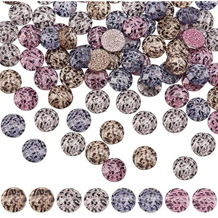 80Pcs Round Glitter Leopard Pattern Resin Cabochons Flatback Resin Dome Cabochon Decoration for Bezel Tray Stud Earring Pendant Charms Jewelry Phone Case Belt Making