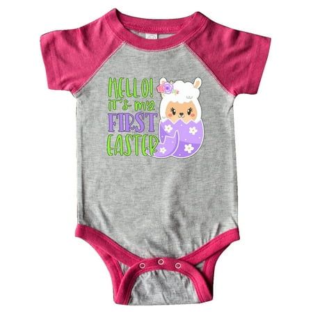 

Inktastic Hello! It s My 1st Easter Llama in Easter Egg Gift Baby Boy or Baby Girl Bodysuit