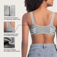 thumbnail image 6 of VEOFUX Women's Wireless Front Closure Bra - Seamless Ribbed Knit Comfort Bra with Wide Straps, No Underwire Support Bralette for Everyday Wear, Gray, 6 of 10