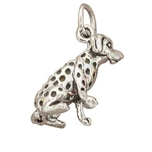 Sterling Silver 16" .8mm Box Chain 3D Dalmatian Dog Breed Pendant Necklace