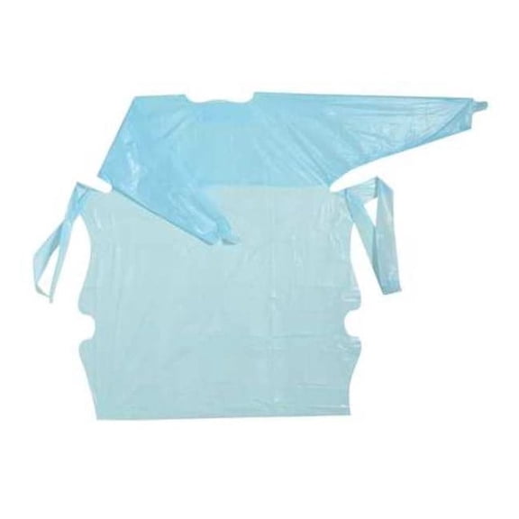 Embossed Disposable Gown, Polyethylene, Welded, 1 mil, 48 in, Blue, L, 15 PK