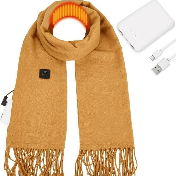 LEEYNEER Heated Scarf with Rechargeable Battery Fashion Long Neck Scarfs 3 Levels Temperature Control Washable Warmer