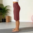 thumbnail image 4 of Petite Capri Shorts for Women Knee Length Stretch Bermuda Casual Long Shorts With Pockets Summer Outdoor Walking Lounge Gym Red M, 4 of 7