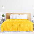 thumbnail image 2 of PiccoCasa Luxury Fleece Bed Blanket Woven Mesh Yellow 90"x108", 2 of 8