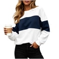 thumbnail image 5 of Sweatshirts for Women Color Blocked Fashionable Loose Round Neck Pullover Top Casual Long Sleeved Lounge Travel Work Hiking Outfit Fall Clothes, 5 of 10