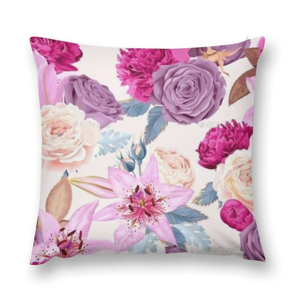 Floral Pillow Covers, Square Soft Decorative Throw Pillowcases Short Plush Cushion Case Suitable for Sofa Bedroom Living Room Office Car Home Decor 16 "×16 "