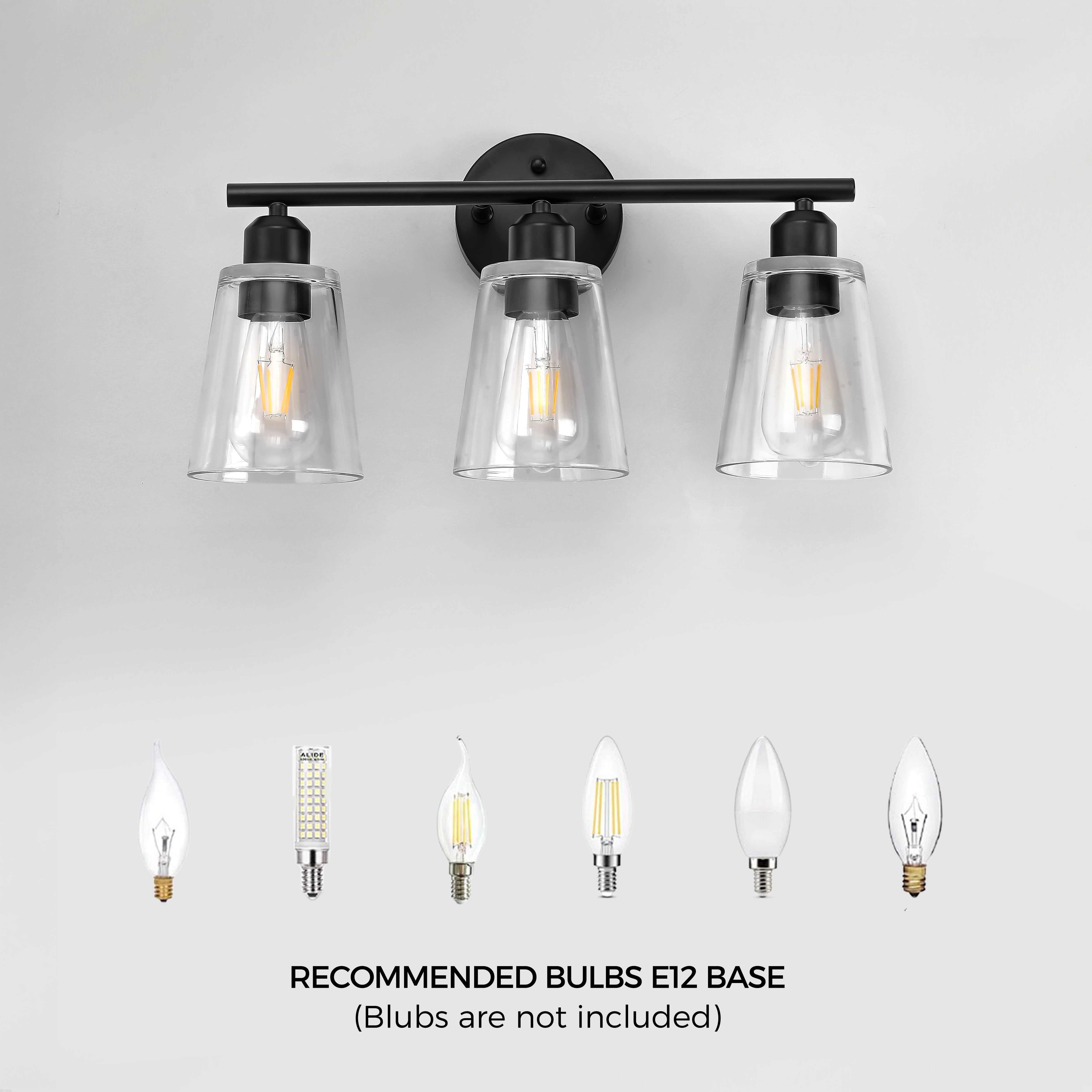 Farmhouse Cone Type Glass Vanity Lighting Modern Vanity Lights with Clear Glass Shade, Bathroom Wall Lamp for Mirror Kitchen Living Room Hallway Cabinet Porch