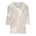 thumbnail image 5 of ShomPort Women's 3/4 Sleeve Summer Tops Fashion V-Neck Print T-Shirts Comfy Pullovers 2024, 5 of 5