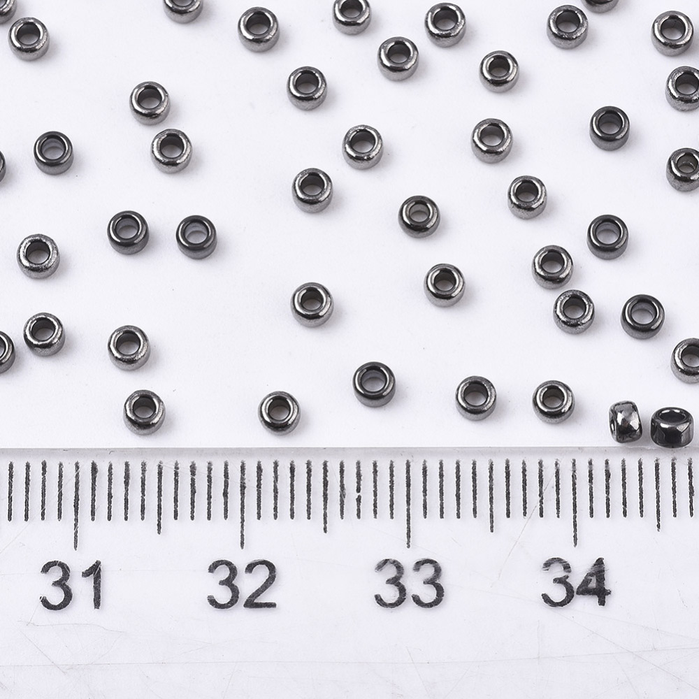 1 bag Electroplate Glass Seed Beads Fit for Machine Eembroidery Metallic Colours Round Black Plated 2.5x1.5mm Hole: 1mm 20000pcs/bag