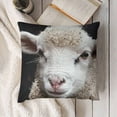 thumbnail image 3 of YINGXI  Square Throw Pillow Covers Lovely White Lamb Pillow Cases Decorative for Home Bedroom Sofa Sheep Farm Animal Dark Background Creative Print Pillowcases Standard Size 20x20in, 3 of 5