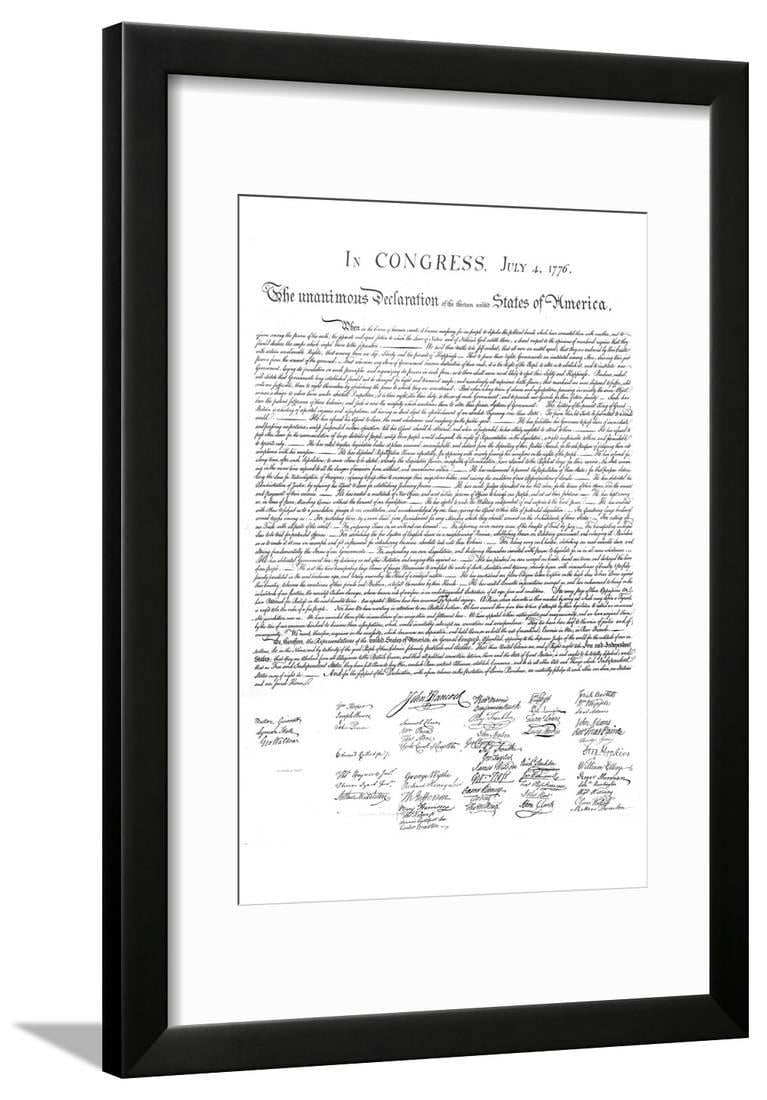 Declaration of Independence Authentic Reproduction White Art Poster ...
