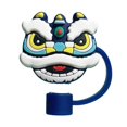 thumbnail image 1 of RYGRZJ Cartoon Straw Cover Reusable Silicone Straw Caps Decor for 10mm - Lion Blue T0, 1 of 4
