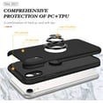 thumbnail image 3 of Case for iPhone XR, Smooth Dual Layer Hard Military Phone Case with 360 Degree Ring Stand Silicone Bumper Shockproof Protective Case (Camera Protection) Magnetic Car Holder Cover-Black, 3 of 7