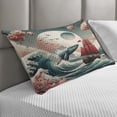 thumbnail image 2 of Ambesonne Nautical Quilted Pillowcover, Whale Sakura Spring Ocean, 36" x 20", Teal Blush and Dark Coral, 2 of 2