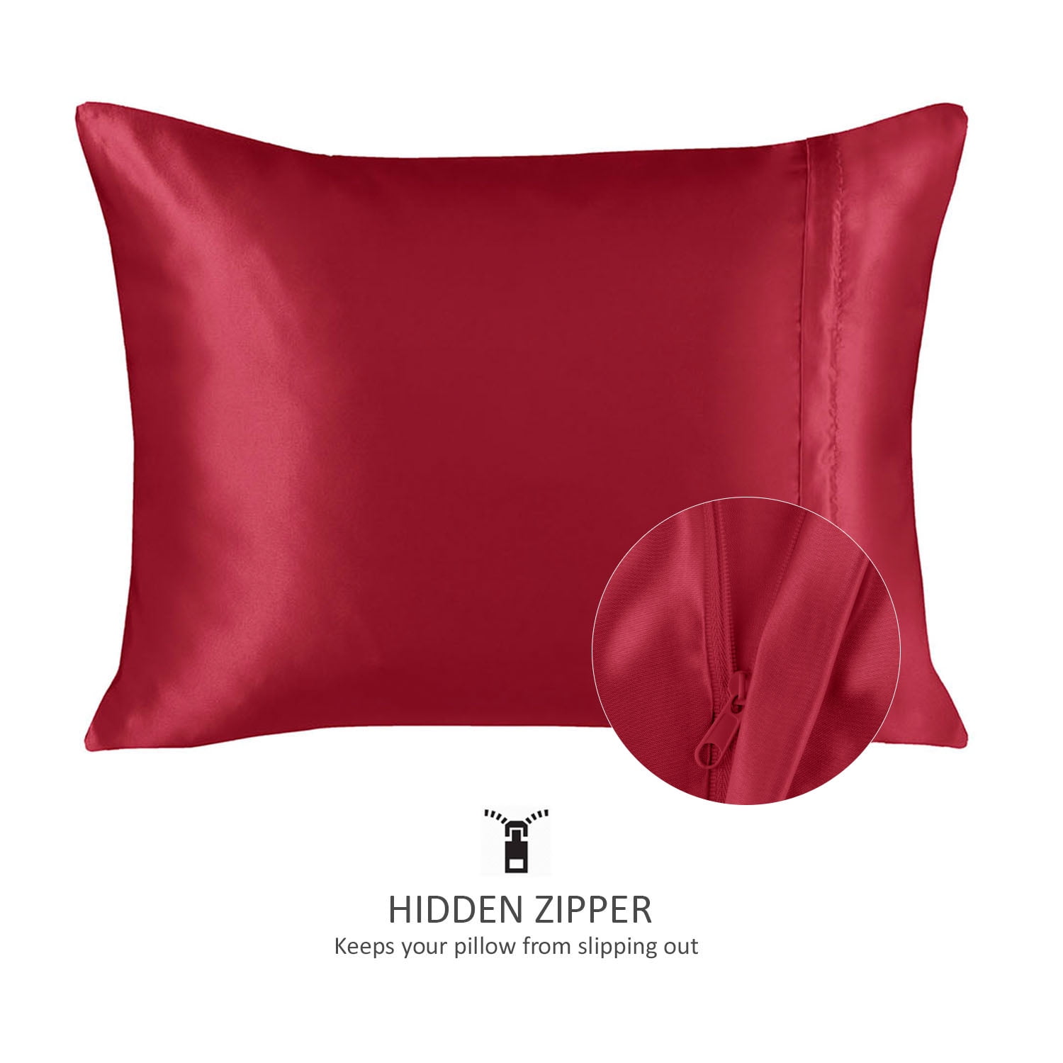 Satin Pillowcase for Hair and Skin, Euro Satin Pillowcase with Zipper, Red  ( 1 per Pack) – Blissford - Walmart.com