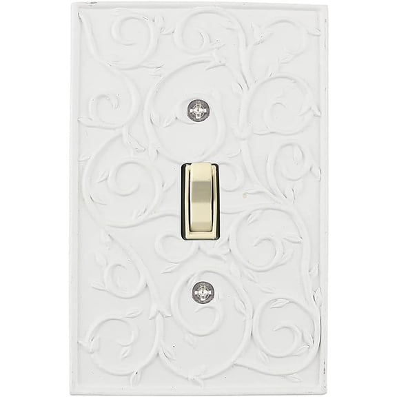MERIVILLE French Scroll Single Toggle Wall Plate, Light Switch Cover, Off White