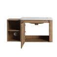 thumbnail image 4 of Noble House 40" Wall-Mounted Bathroom Vanity, White Ceramic Sink, Soft-Close Door, Storage Shelves, Imitative Oak, 4 of 10