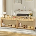 thumbnail image 3 of PHOYAL Fluted Natural Console Table with 3 Drawers, Wave Entryway Table with Storage Shelf, Narrow Wood Sofa Table for Hallway Living Room, 3 of 7