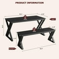 thumbnail image 4 of ChaoLink Sturdy Black Metal Frame Kitchen Table Set with Benches for 4, 4 of 5