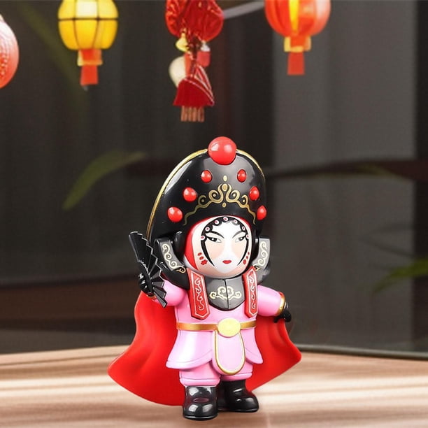 Estatua de muñeca de ópera china CUTICAT que cambia de cara rosa cuatro caras aleatorias