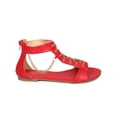 thumbnail image 2 of New Women Liliana Daisy-72 Leatherette Open Toe Side Chain Lace Up Flat Sandal, 2 of 5