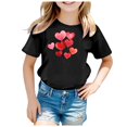 thumbnail image 3 of WOYY Girls Valentine's Day T-Shirt Heart Print Short Sleeve T Shirt Casual Summer Tshirt, 3 of 3
