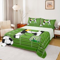Homewish Boys Sport Cartoon Football Bed Sheets, Initial H Letter King Sheets, Chic Stripes Abstract Sheet Set, Microfiber Bedroom Decor, 4pcs