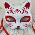 thumbnail image 1 of Máscara de zorro de gato pintada a mano, accesorio de Cosplay de Festival de Halloween, máscara japonesa de media cara, Anime Demon Slayer, 1 of 4
