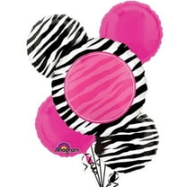 Zebra Party Anagram Balloon Bouquet Kit (5 piece) - Party Supplies Decorations