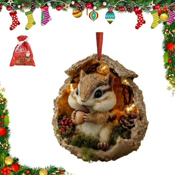 PLPPYFS Forest Animal Acorn Ornaments Cozy Forest Christmas Ornaments, 2026 New Pine Cone Animal Decorations, Woodland Creature Hanging Ornament, Acrylic Hanging Ornament for Home Decor