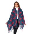 thumbnail image 3 of FORMRS Womens Scarf Winter Soft Long Big Warm Shawls Wrap Tassel Scarves, Blue Lobster Pattern, 3 of 9