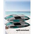 thumbnail image 4 of Pack of 2 Outdoor Pillow Covers, Geometric 3D Abstract Teal Black Gray Square Pattern Waterproof Square Throw Pillowcase Cushion Decorative Pillow Covers for Couch Patio Tent, 20x12 in, 4 of 6