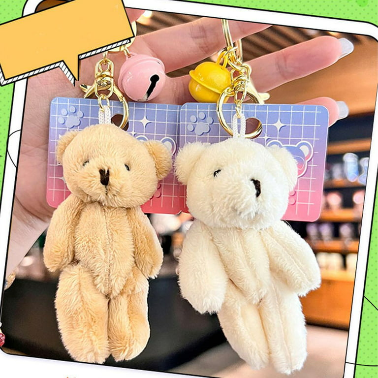 10cm Cute Cartoon Plush Bear Keychain Car Key Ring Women Girls Bag MiniBear  Pendant Key Chains Ornament Toys For Children
