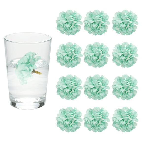 Uxcell 12Pcs Floating Flowers for Centerpieces, Mint Green Hydrangea Silk Faux Flower Heads for Floating Candles Vases Filler Party Home Table Wedding Centerpieces Decoration