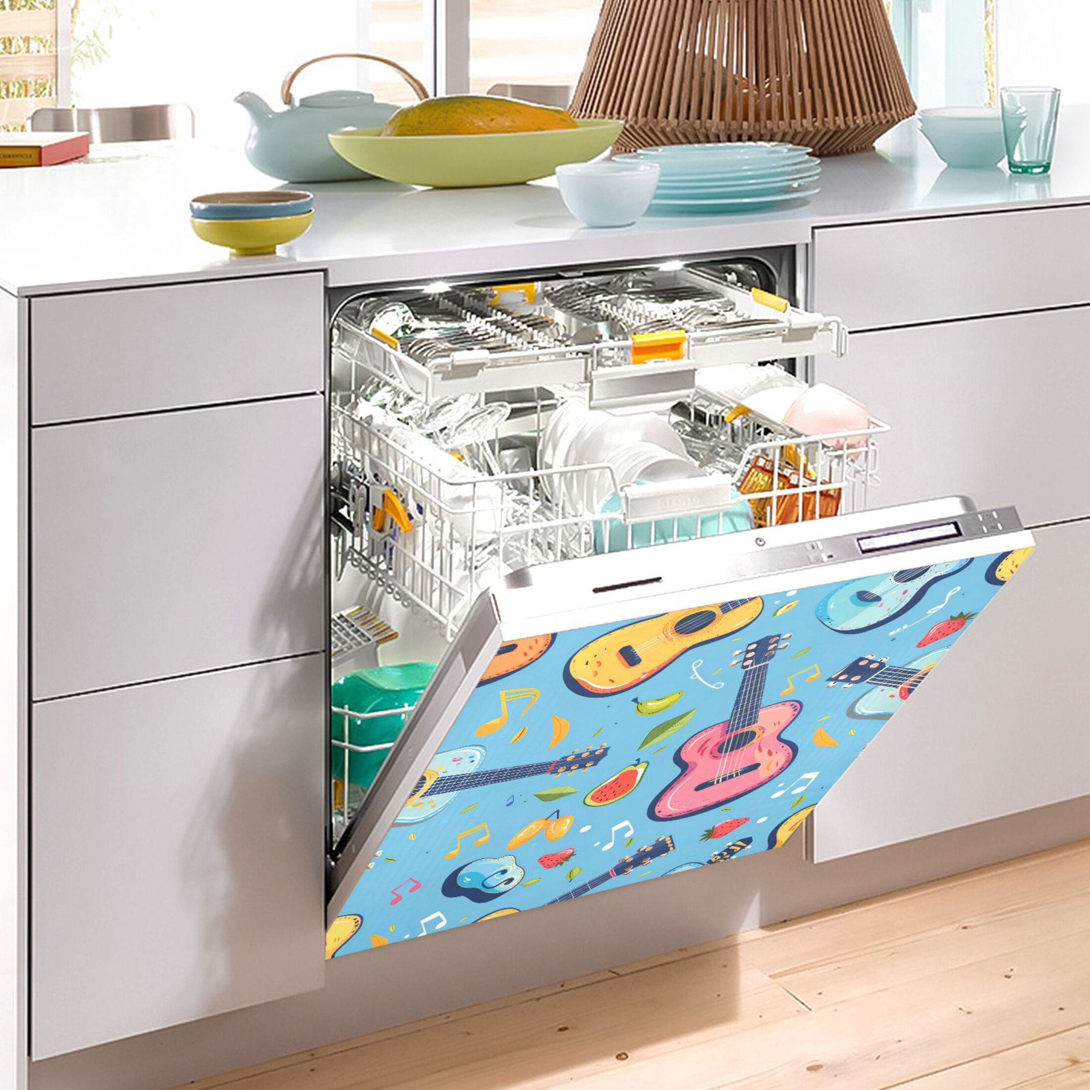 Dishwasher Magnetic Sticker 23x26 Inch Refrigerator Magnetic Sticker Washing Machine Magnetic Sticker Kitchen Panel Magnetic Sticker Home Decor Color Guitar
