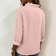 thumbnail image 6 of CIENVNSTG Women's Ruffled Collar Blouses Dressy Boho Casual Ruffle V Neck Long Sleeve Dress Shirt Loose Fit Tops Pink 3XL, 6 of 6