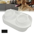 thumbnail image 4 of Ceramic Pet Bowl Set, Separate Design Gold Height Pet Double Bowls Stable Base  For Dogs For Kittens For Cats White [Cheongsam Meow] White Background, 4 of 8