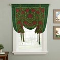 thumbnail image 2 of Vintage Red Roses Tie Up Curtains 45 Inches Long, Kitchen Window Curtains Over Sink, Green Abstract Art Floral Ethnic Small Window Curtains Shade Balloon Curtains Valances for Bedroom/Cafe 34"x45", 2 of 8