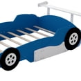 thumbnail image 6 of Full Size Race Car-Shaped Platform Bed, Full Bed Frame with Wheels, Full Car Bed with Slat Support for Kids, Child's Bedroom, Blue, 6 of 9