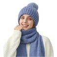 thumbnail image 2 of Cadancy Knit Hats for Women with Scarf 2 Piece Set Winter Comfort Warm Pompom Baenies Hat Cute Trendy Outdoor Cold Weather Snow Caps, 2 of 6