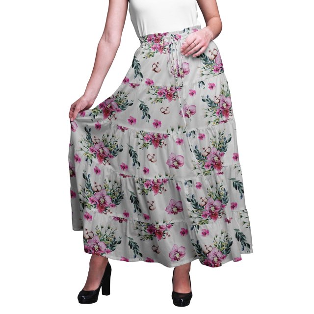 Bimba Jupes pour Femmes Longues en Coton Imprimé Maxi Boho Jupe d'Été