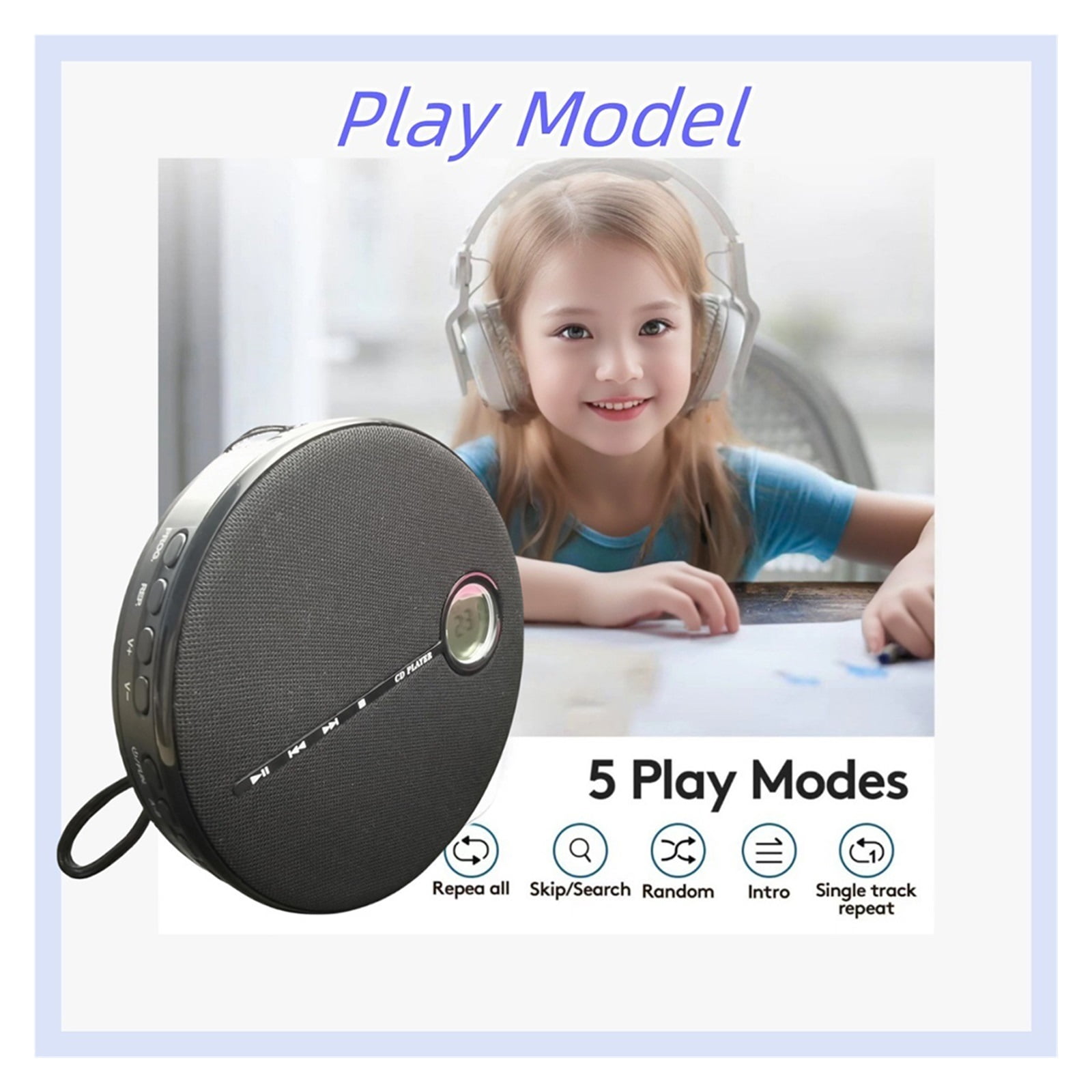 Portable Walkman CD Player Bluetooth Rechargeable With Speakers Cd Player
