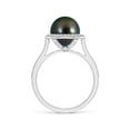 thumbnail image 2 of ANGARA Tahitian Cultured Pearl Halo Ring with Milgrain in 14K White Gold for Women | June Birthstone, Birthday, Anniversary, Jewelry Gift for Women | Pearl Ring, 2 of 5