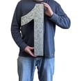 thumbnail image 4 of Huge 20" Metal Number One 1" Wall Decor, Silver with Rusted Edges, Galvanized Wall Mountable Decoration for Country, Mid-Century, or Farmhouse Themed Room or Event, 4 of 4