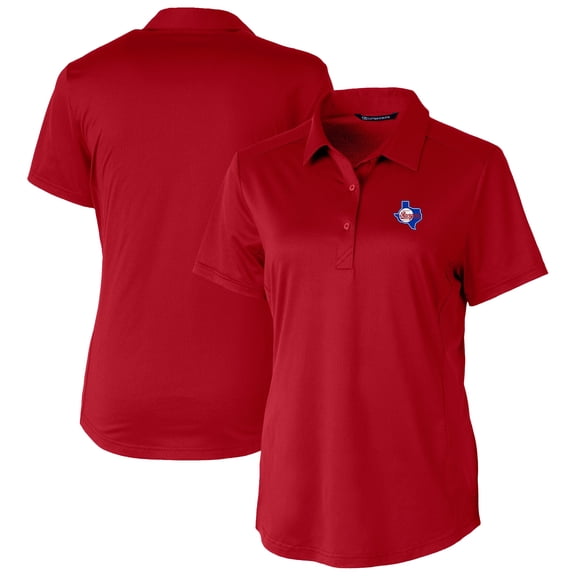 Women's Cutter & Buck Red Texas Rangers Cooperstown Collection DryTec Prospect Textured Stretch Polo