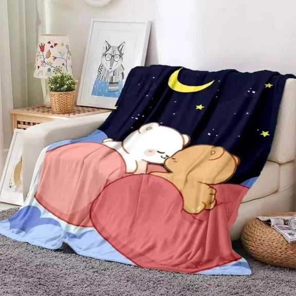 Soft Funny Throw Blanket Cute Bubu And Dudu Series Blanket Cartoon Print Kids Warm Flannel Comfortable Home Travel Bed Blankets Birthday Gift