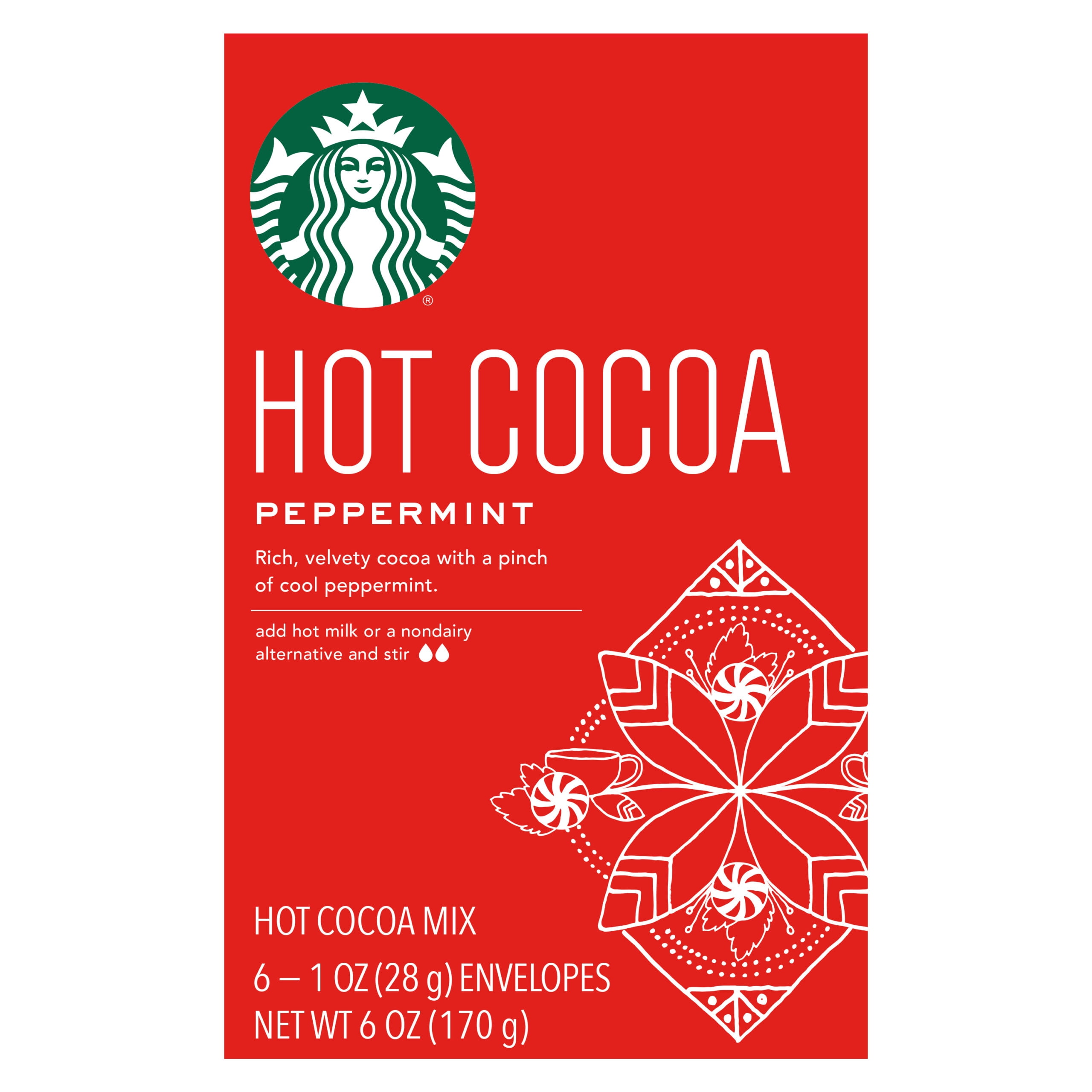 (3 pack) Starbucks Peppermint Hot Cocoa Mix, 6 Count Box
