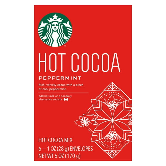 Starbucks Peppermint Hot Cocoa Mix, 6 Count Box