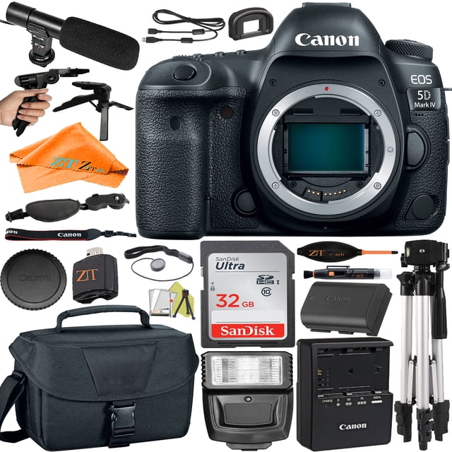 Cámara Réflex Digital Canon EOS 5D Mark IV (Solo Cuerpo) con SanDisk 32 Gb + Micrófono + Estuche + Paquete de Accesorios ZeeTech